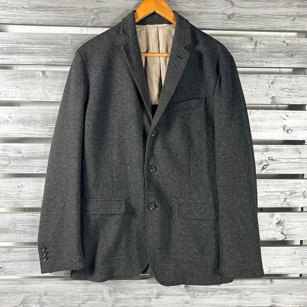 Banana Republic Heritage Mens Gray Tweed Knit 3 Button Blazer Sport Coat M